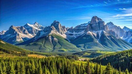 Obraz premium Rocky park mountain view with a clear blue sky , nature, landscape, wilderness, rocky terrain, outdoor, scenic, beauty