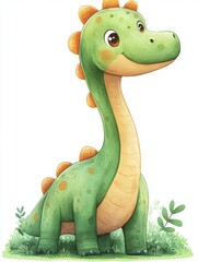 Fototapeta premium Cute Green Dinosaur Illustration