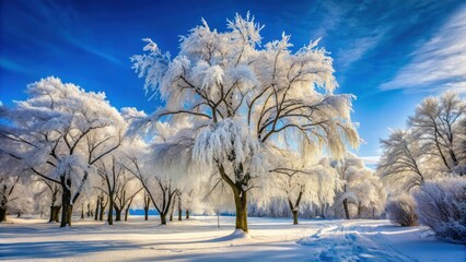 Michigan trees covered in ice after a winter storm, Michigan, winter, ice storm, trees, frozen,...