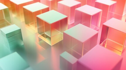 Fototapeta premium Abstract 3D Cubes with Gradient Colors and Shiny Surfaces