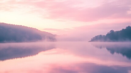 Fototapeta premium Misty Lake at Sunrise