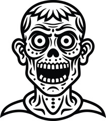 zombie abstract line art illustration black and white