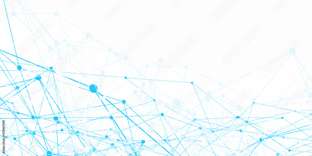 Poster Abstract digital background of points and lines. abstract technology Network nodes with polygonal shapes blue Vector background. Modern technology concept network connects, data structure design.	