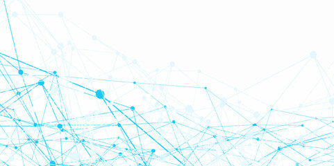 Abstract digital background of points and lines. abstract technology Network nodes with polygonal shapes blue Vector background. Modern technology concept network connects, data structure design.	