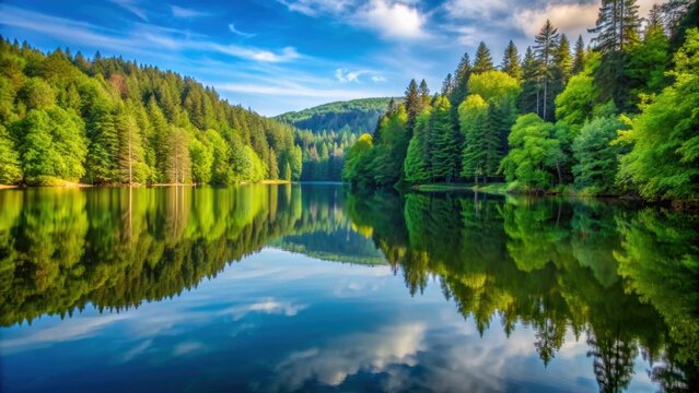 Tranquil Krp?covo Lake reflecting beautiful forest scenery, forest, reflection, lake, Krp?covo, serene, peaceful, calm, water