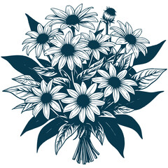 Aesthetic Beautiful Black-eyed Susan Flower Bouquet Illustration Graphic Silhouette Illustration