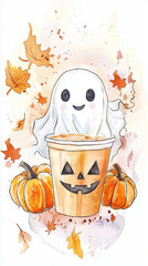 Ghost Decor and Pumpkin Cup for Halloween 