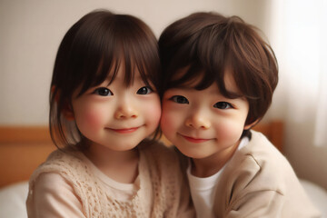 アジア人子どもの顔アップ