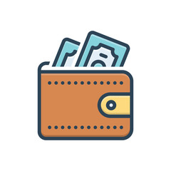 Color illustration icon for wallet