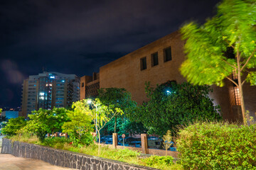 Medellin, Antioquia, Colombia. November 06, 2021. Metropolitan Theater of Medellin at night