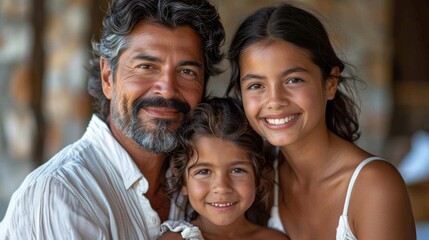 Fototapeta premium Family enjoying a joyful moment together outdoors at a cozy location in the afternoon light