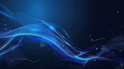 Abstract Blue Waves with Glowing Particles