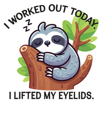 I worked out today I lifted my eyelids relaxing T-shirt design vector, sleeping, lover, sweet, wearing, sloths, lazy, cute, tired, people, loves, napping, branch, item, designed, designs, sloths lover