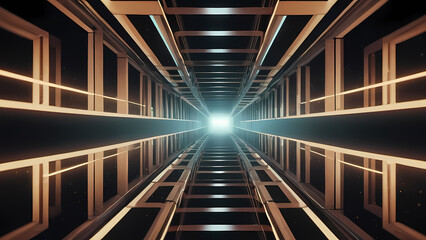 Obraz premium Abstract digital illustration of layered glowing rectangular frames 