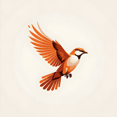 Obraz premium Abstract, minimalist illustration of a bird in flight, dynamic composition, clean lines, vibrant color palette