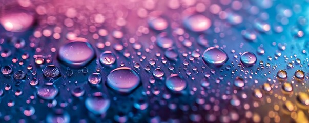 Macro Photography of Water Drops on a Blue, Purple and Pink Background