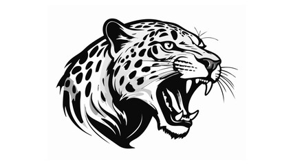 Leopard Head Logo Sketch Style - Animal Jaguar Face Panther Tattoo Portrait Cat Print Wild
