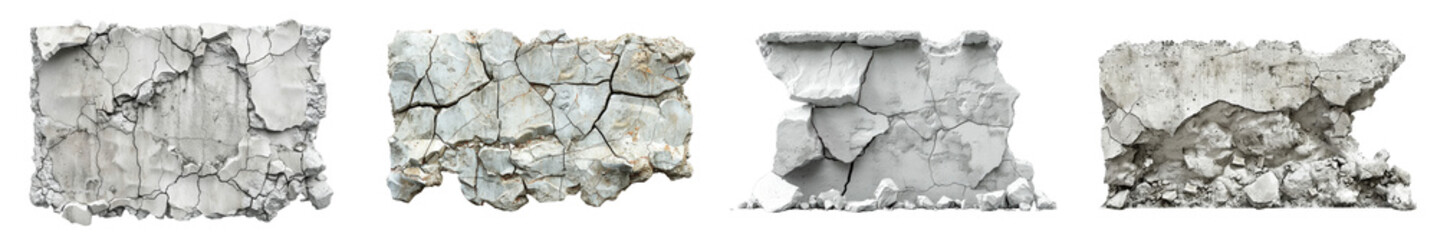 Fototapeta premium Broken wall on white background.