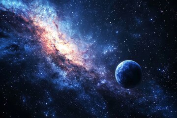 Obraz premium Space cosmic illustration with planets scene created with Generative AI