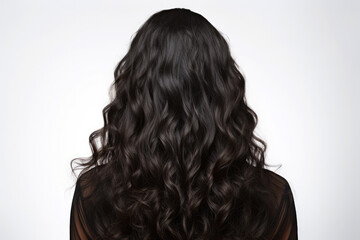 Fototapeta premium generated illustration black hair texture. Wavy long curly dark hair close up as background.