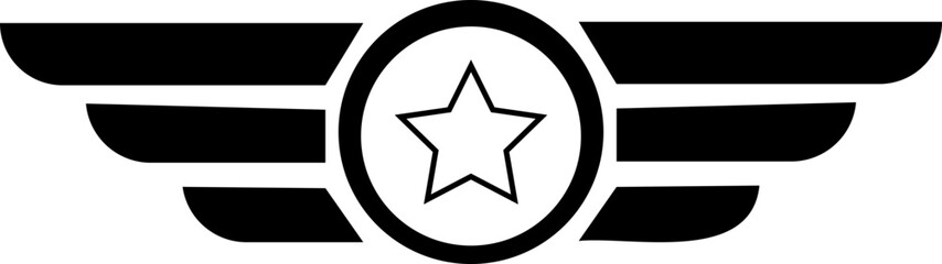 Wings star logo design. Army logo template. Military concept, Military Symbols and Camouflage Pattern, isolated on transparent background, vector design element, used for mobile , web or ui.