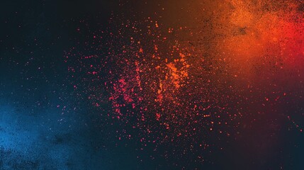 Vibrant Color Gradient Grainy Texture Background with Orange, Red, and Blue Abstract Shapes on a Black Backdrop