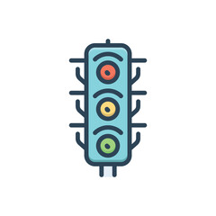 Color illustration icon for traffic light