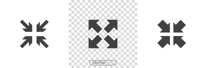 Full screen and exit full screen icon set. Arrow mark icon with simple design. Scalability icons in flat style for mobile app, web site. Vector illustration