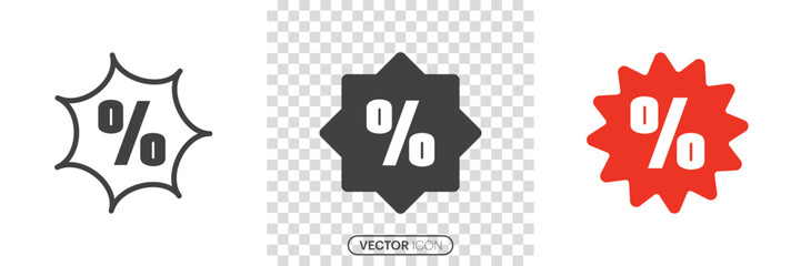 percent sign icons set. discount sale badge, percentage, Circle Coupon symbol. Label set with percentage price tag icons, special offer sign. Vector illustration