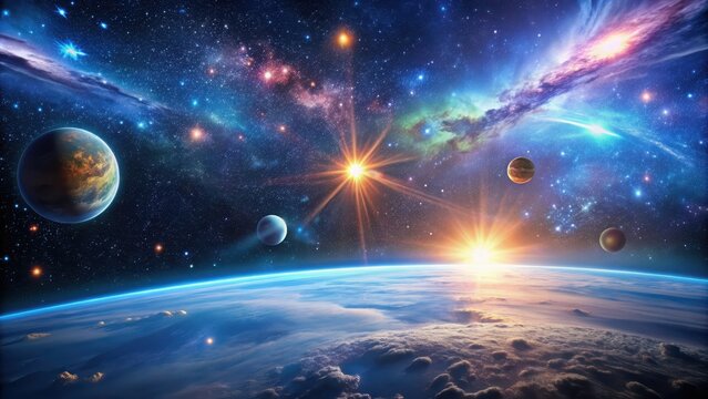 Space scene with stars depicting interdimensional travel and parallel universes, space, stars, universe