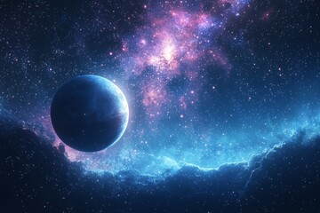 Obraz premium Space cosmic illustration with planets scene created with Generative AI