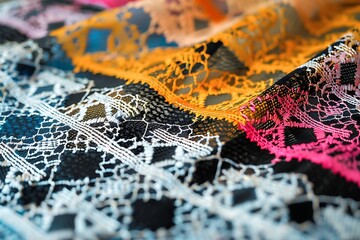 Close-up of Colorful Lace Fabric Texture -  Illustration