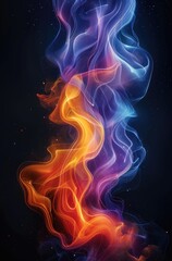 colorful wave of light with neon colors on a black background
