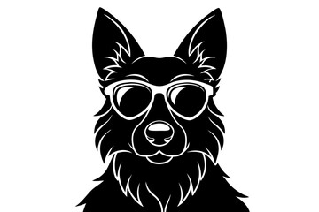 dog silhouette with sunglass 