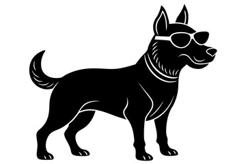 dog silhouette with sunglass 