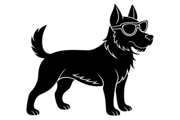 dog silhouette with sunglass 
