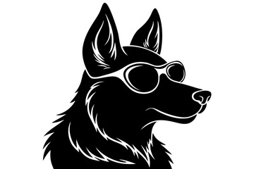 dog silhouette with sunglass 