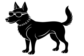 dog silhouette with sunglass 
