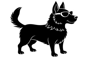 dog silhouette with sunglass 