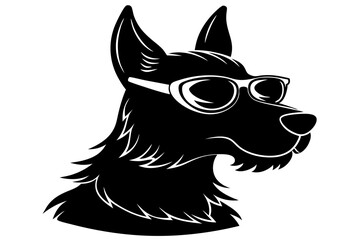 dog silhouette with sunglass 