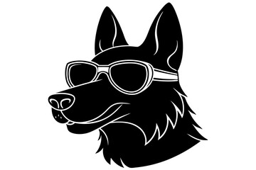 dog silhouette with sunglass 