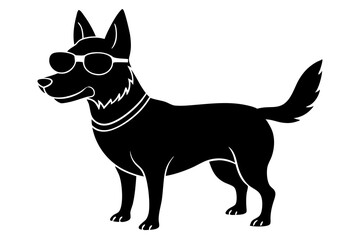 dog silhouette with sunglass 