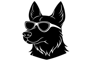 dog silhouette with sunglass 