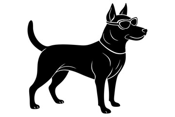 dog silhouette with sunglass 