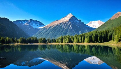 Crystal Clear Alpine Lake Mirroring Majestic Peaks