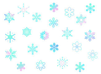 水色の雪の結晶のアイコンセット