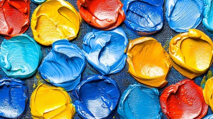 Abstract Painting with Blue, Yellow and Red Strokes