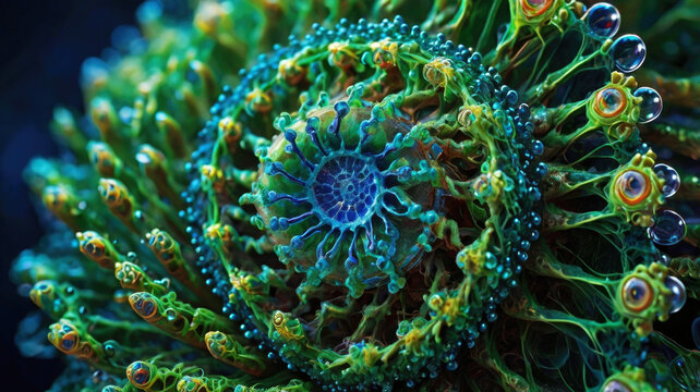 A neuron cell with cells in the brain.Abstract Medical science background.