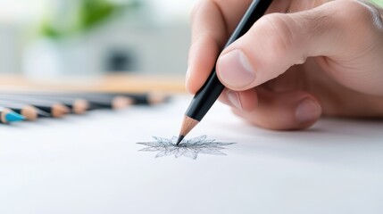 A close up shot of an artist hand sketching a detailed illustration, highlighting the meticulousness and creativity of the process.