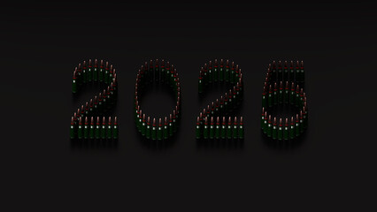 New year 2025 celebrations with military 5.45 cartridge 39mm, AK-74 rifle Kalashnikov cartridge on...